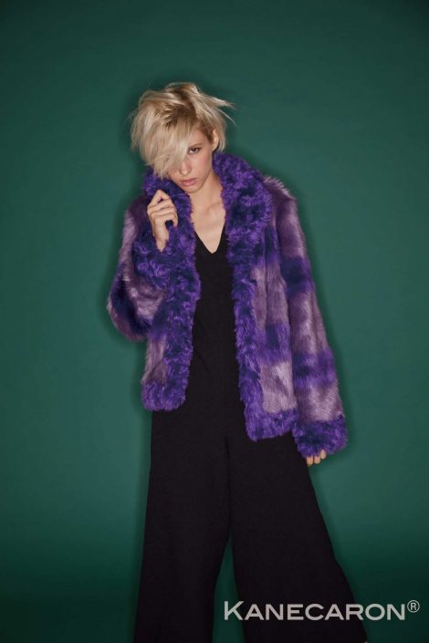 Kanecaron Modacrylic Fibre fashion jacket faux fur purple